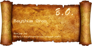 Beythum Oros névjegykártya